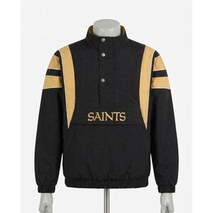 NEW STARTER men's new orleans saints pullover half-zip starter jacket in black